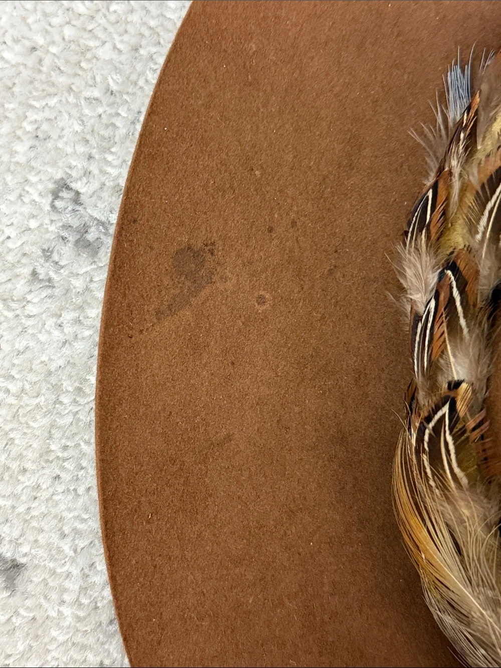 Brown Felt Polo Ralph Lauren Brittany Ltd Western Hat with Feather Band